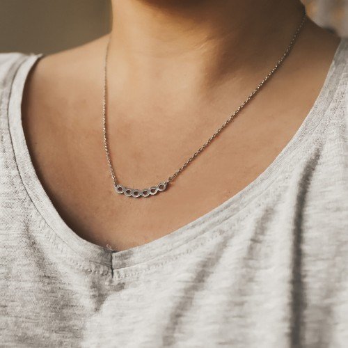 OTIEN Naszyjnik damski srebrny Ozdobne Kółeczka