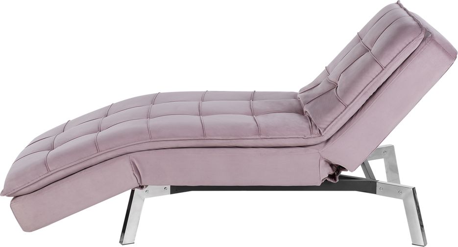 Beliani Szezlong welurowy rozkładany różowy LOIRET
