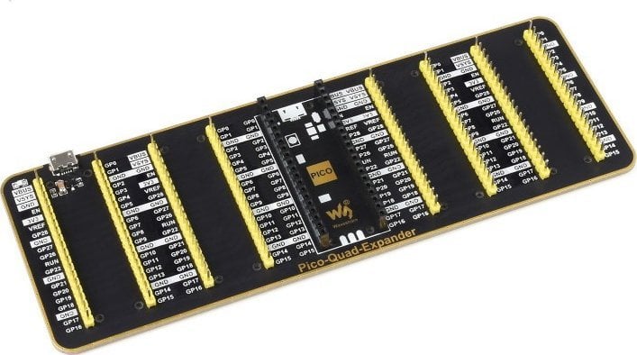 Waveshare Pico Quad Expander - poczwórny ekspander wyprowadzeń 2 x 20 GPIO - do Raspberry Pi Pico - Waveshare 19361}