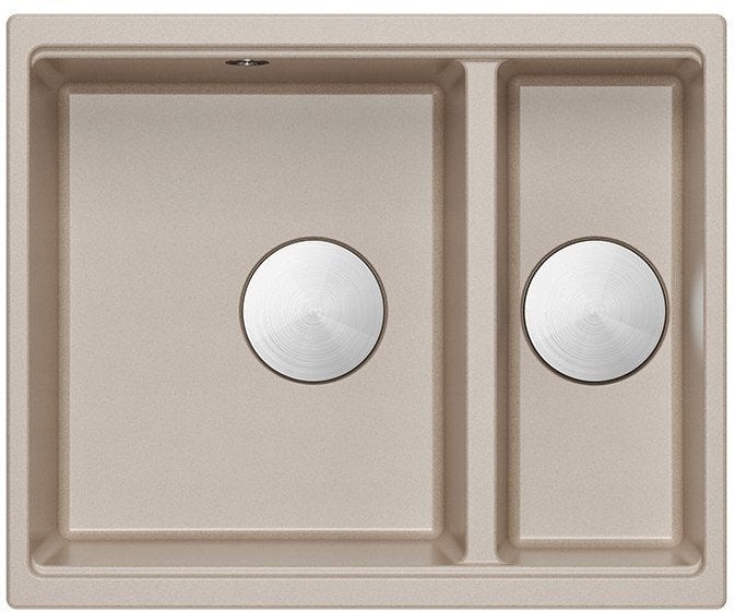 LOGAN 150 GraniteQ zlewozmywak pearl beige 56x46x22 cm 1,5-komorowy b/o wpuszczany + syfon manualny stal szczotkowana save space