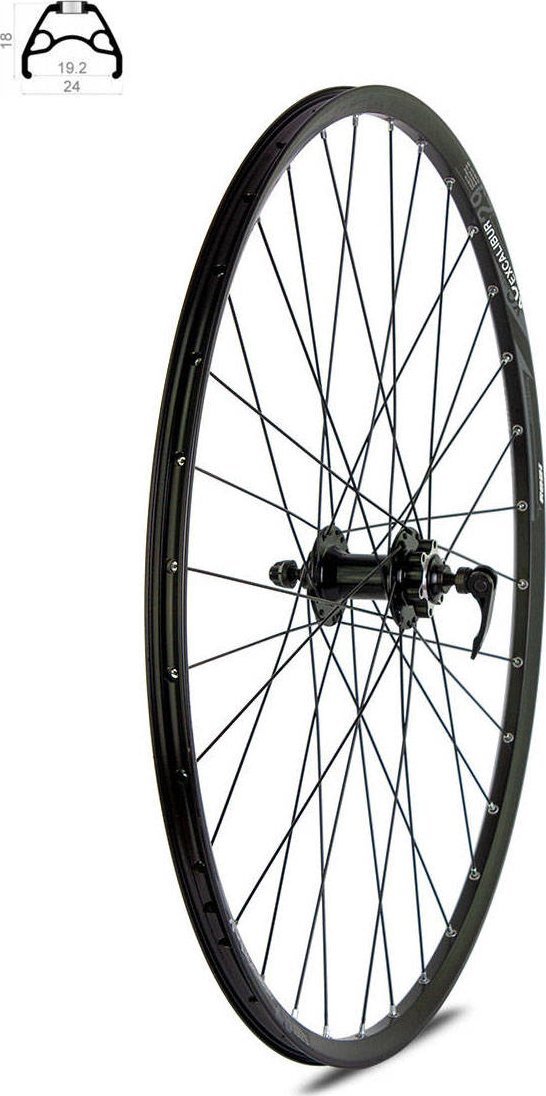 XMX Koło przód 26" DISC piasta XMX-A291QF hamulec tarczowy łożyska maszynowe obręcz Rodi Excalibur czarne Uniwersalny