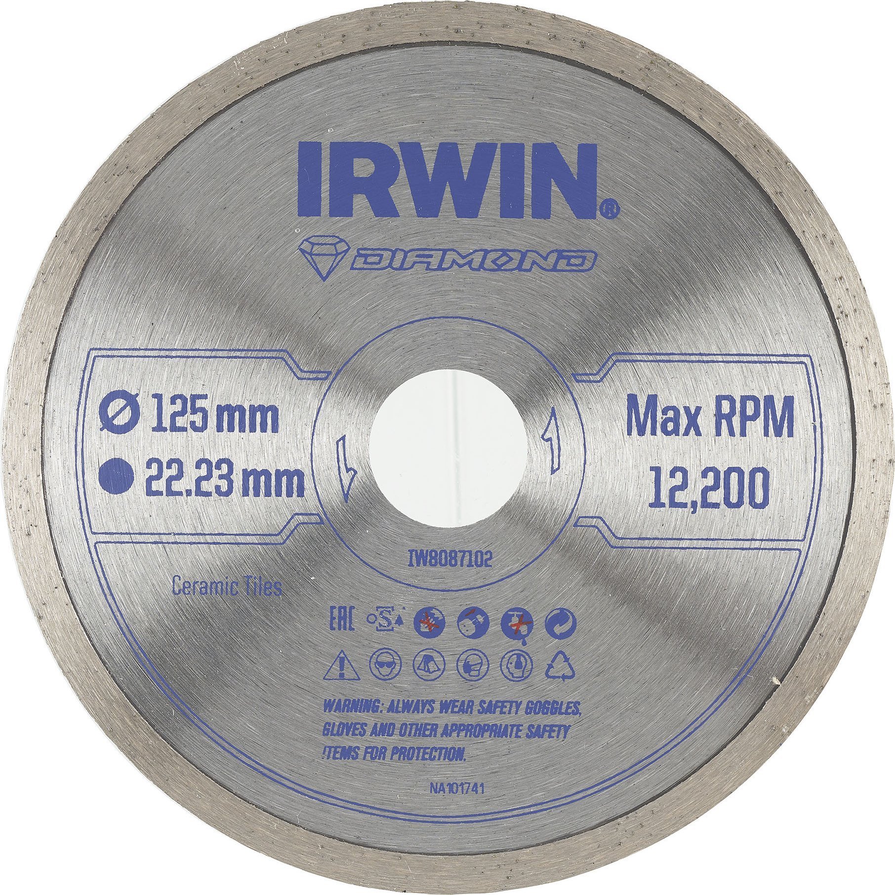 Irwin IRWIN TARCZA DIAMENTOWA 125mm x 22,23mm / PEŁNA do płytek podłogowych i ściennych