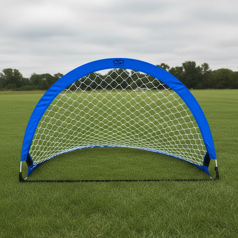 Bramka piłkarska treningowa pop-up - niebieska (L) 183x104x104 cmBramka treningowa SMJ sport typu pop-up 183x104x104 cm, kolor niebieski. Składana, le
