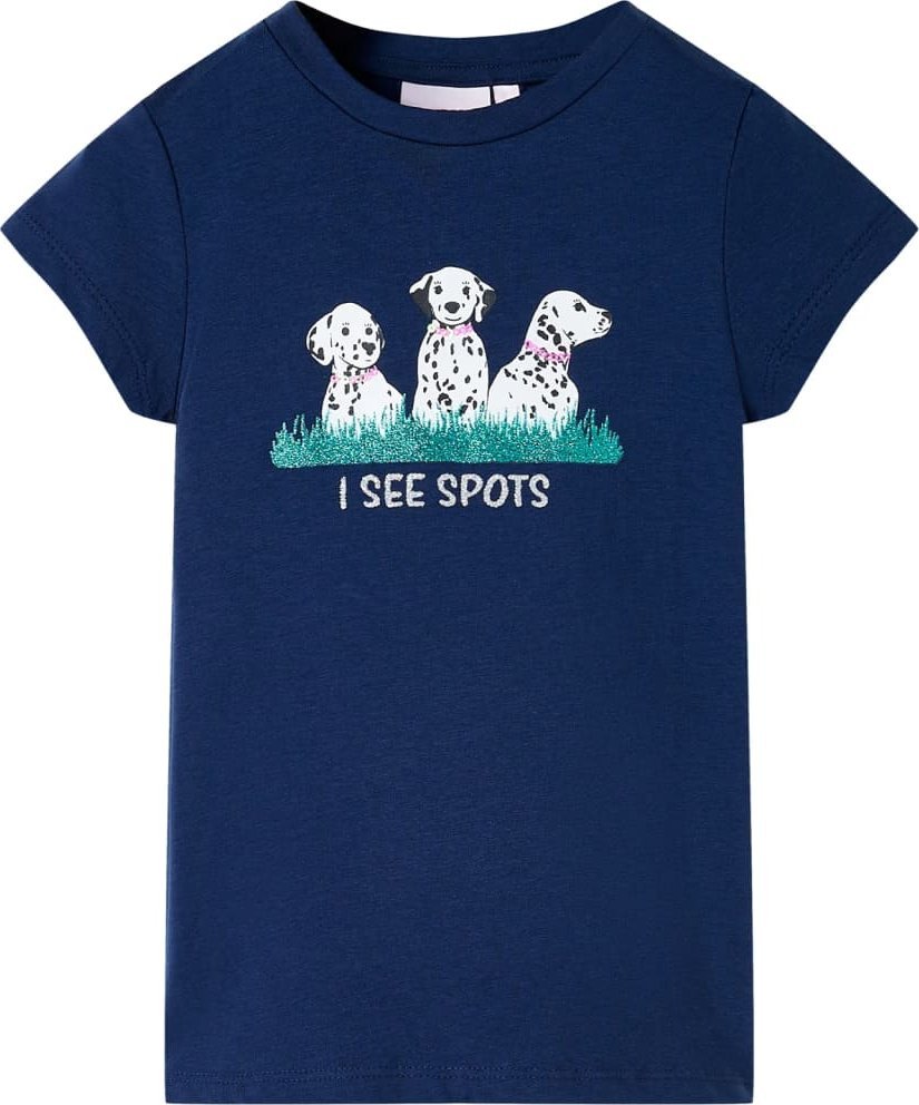 vidaXL Koszulka dziecięca z nadrukiem piesków, granatowa, 116