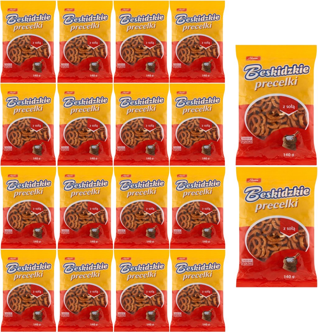 Beskidzkie Precelki z solą 140 g x 18 sztuk