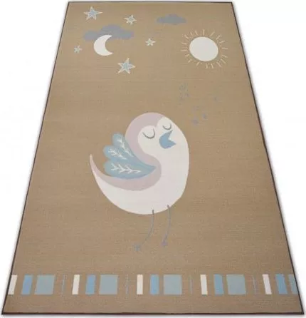 Dywany Łuszczów DYWAN dla dzieci LOKO Ptaszek beż antypoślizgowy, 160x220 cm