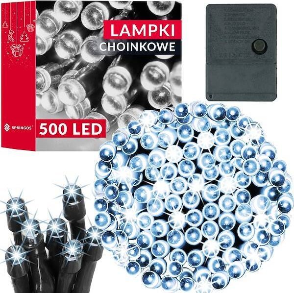 Lampki choinkowe Springos Lampki choinkowe 500 Led biały zimny 34,5 m oświetlenie świąteczne UNIWERSALNY
