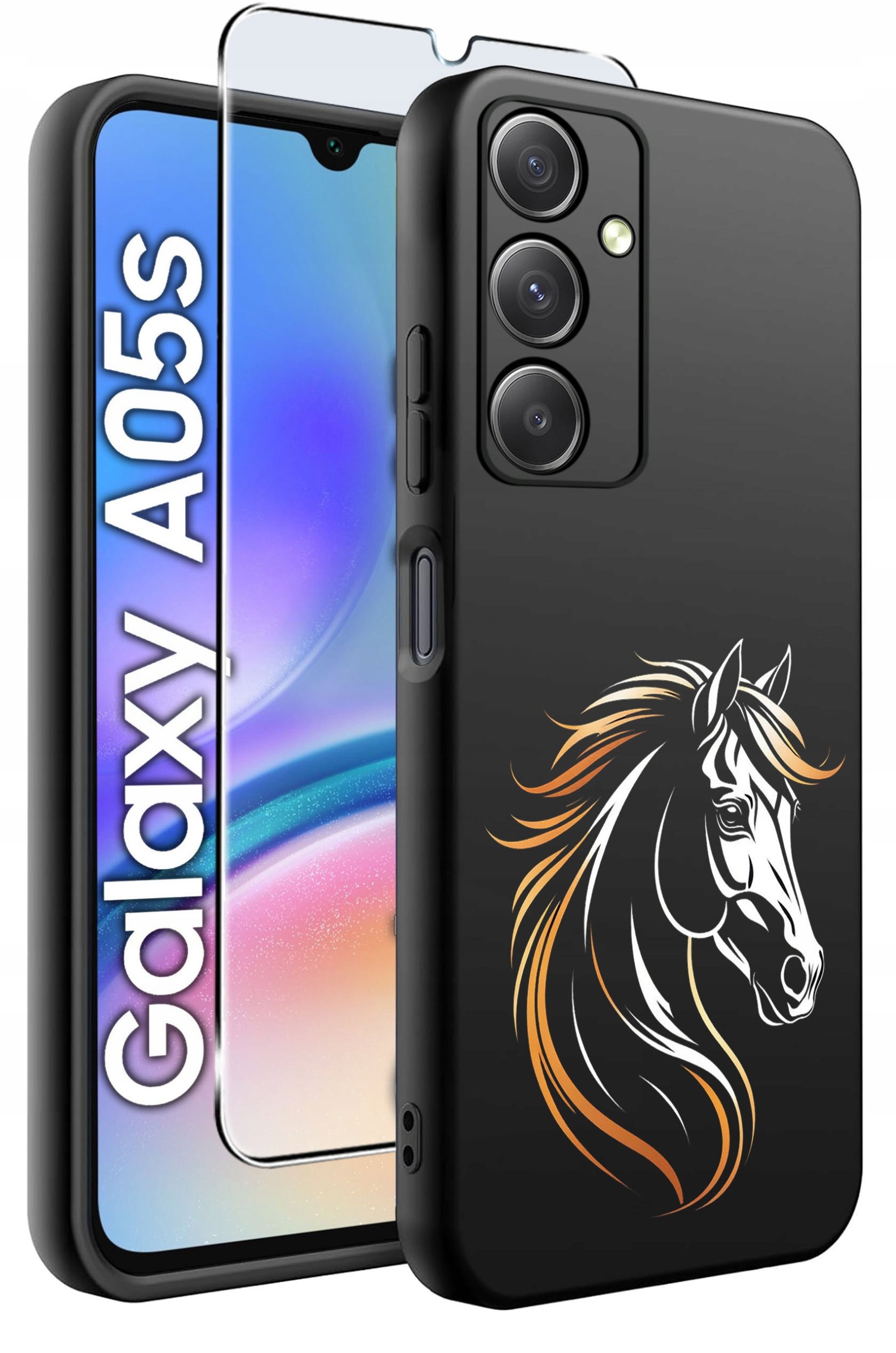 ETUI do Samsung A05s WZORY | SILIKONOWE MATT CASE + SZKŁO 9H