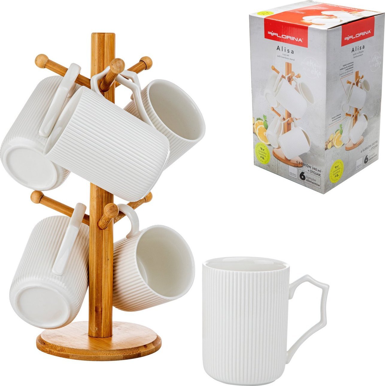 Florina Zestaw kubków na stojaku Florina Alisa 6 sztuk 340 ml