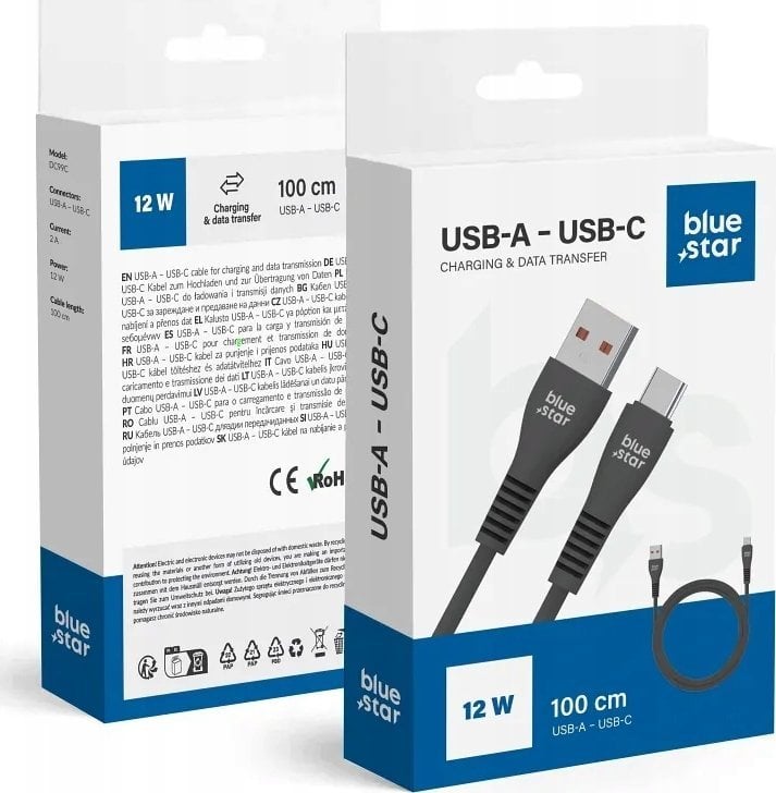 Kabel USB Bluestar USB-A - USB-C 1 m Czarny
