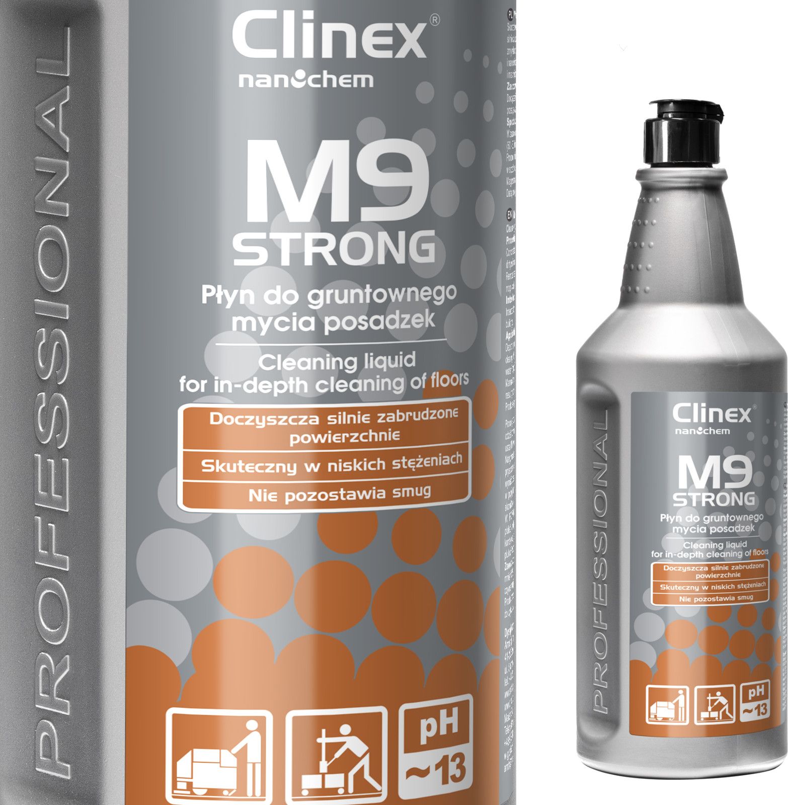 Clinex Płyn do mycia silnie zabrudzonych podłóg posadzek CLINEX M9 Strong 1L Płyn do mycia silnie zabrudzonych podłóg posadzek CLINEX M9 Strong 1L