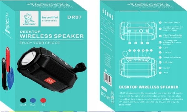 Głośnik Denmen GŁOŚNIK BLUETOOTH SPEAKER DENMEN 3W CZARNY TF BT 5.0 ROZMOWY DR07