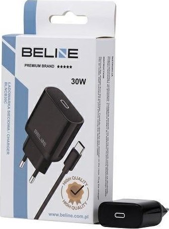 Ładowarka Beline Ładowarka sieciowa 30W GaN USB-C + kabel USB-C, czarna
