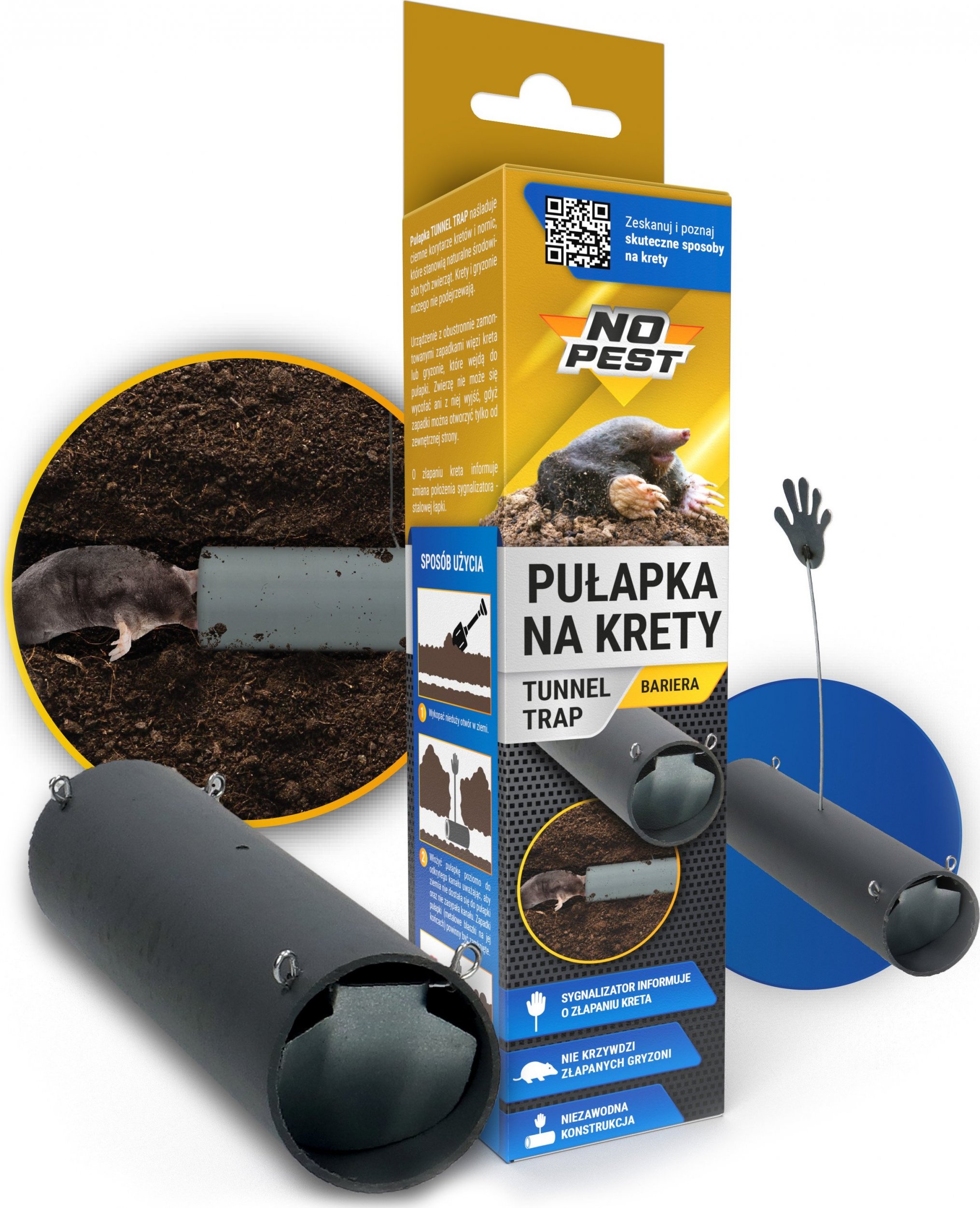 NO PEST Pułapka Tunelowa na Krety Żywołapka Kretołapka Łapka na Krety Nornice Gryzonie