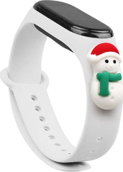 Braders Strap Xmas opaska do Xiaomi Mi Band 6 / Mi Band 5 silikonowy pasek bransoletka biały (bałwanek 1)