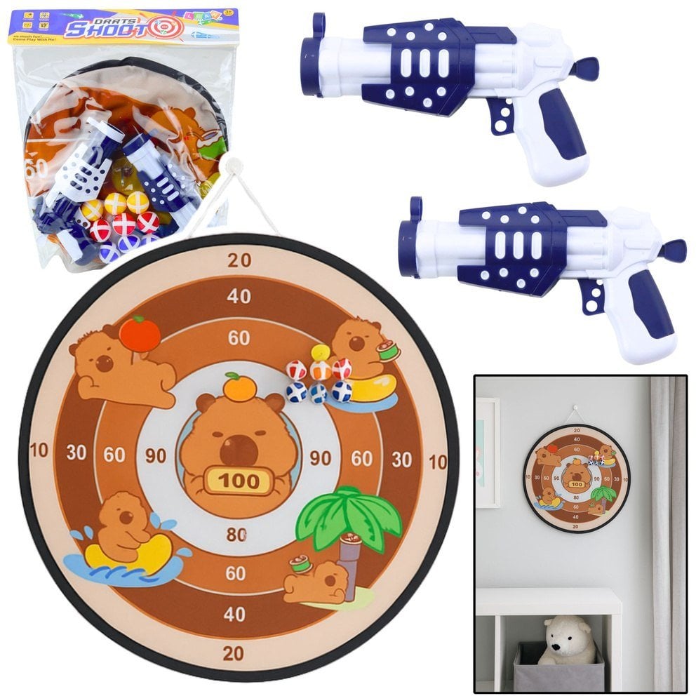 Gra Zręcznościowa Tarcza Kapibary Dart Piłeczki Na Rzep Pistolety 73,5 cm LEAN Toys
