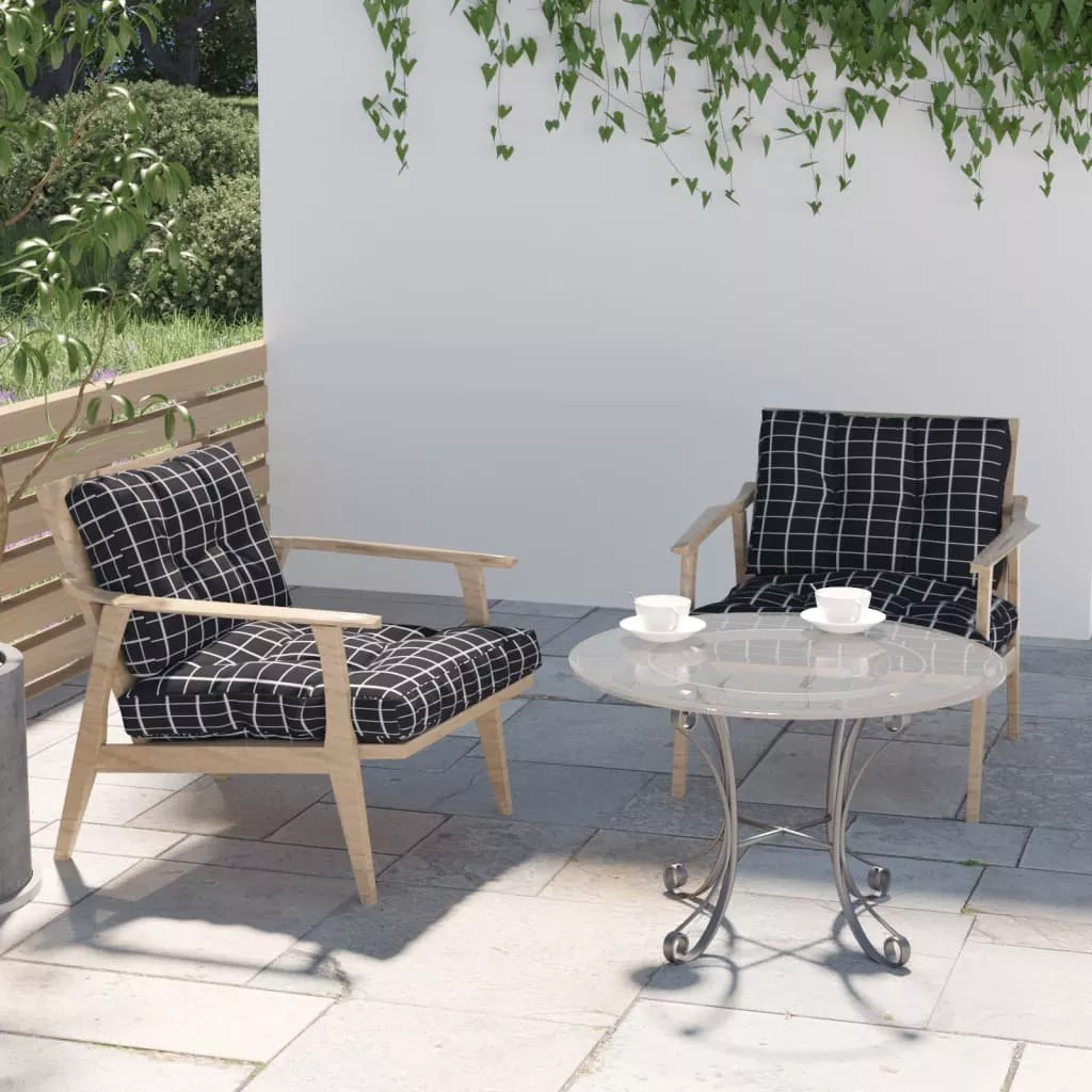 vidaXL vidaXL Poduszki na sofę z palet, 2 szt., czarne w kratę, tkanina