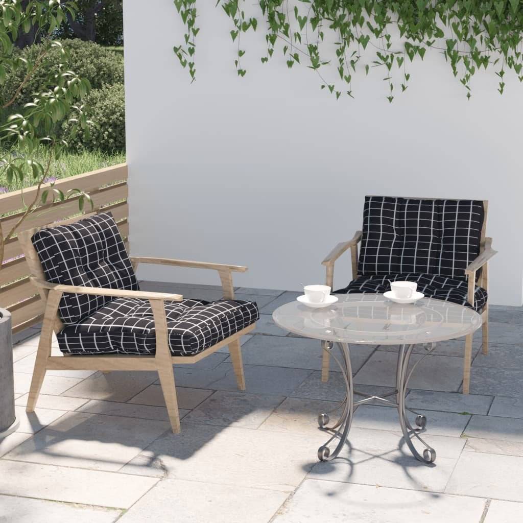 vidaXL vidaXL Poduszki na sofę z palet, 2 szt., czarne w kratę, tkanina