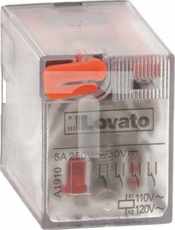Lovato Electric Przekaźnik przemysłowy ze wskaźnikiem LED i przyciskiem mechanicznym, sterowanie 24VAC, 4C/O, 5A, do gniazd HR6XS4..