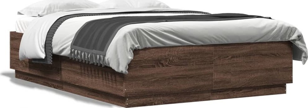 vidaXL vidaXL Rama łóżka z LED, brązowy dąb, 160x200 cm