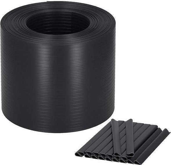 Springos Taśma ogrodzeniowa z zestawem klipsów mocujących 20 szt. PVC 26 m x 19 cm 1200 g/m2 antracyt UNIWERSALNY