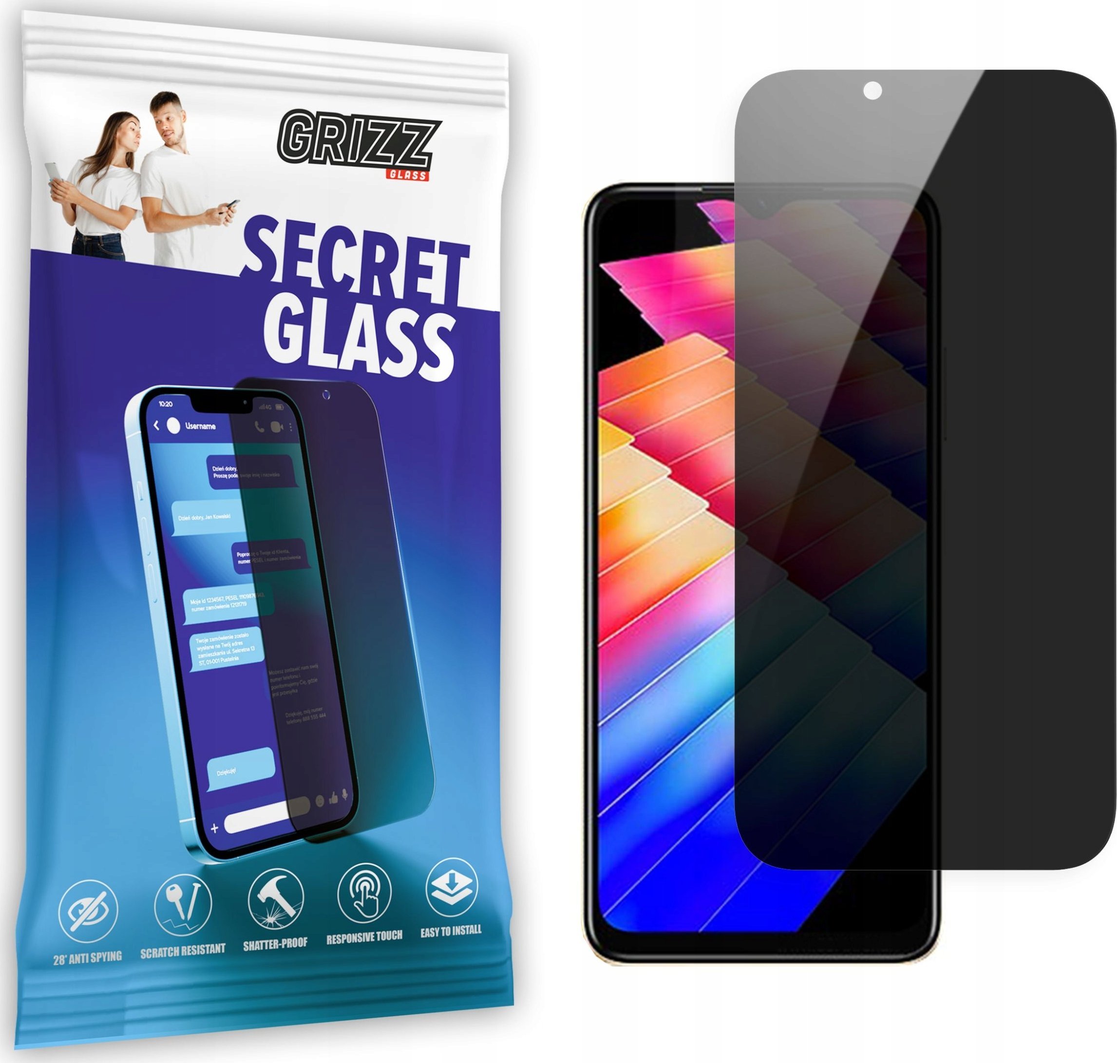 GrizzGlass Szkło prywatyzujące GrizzGlass SecretGlass do Infinix Hot 30i