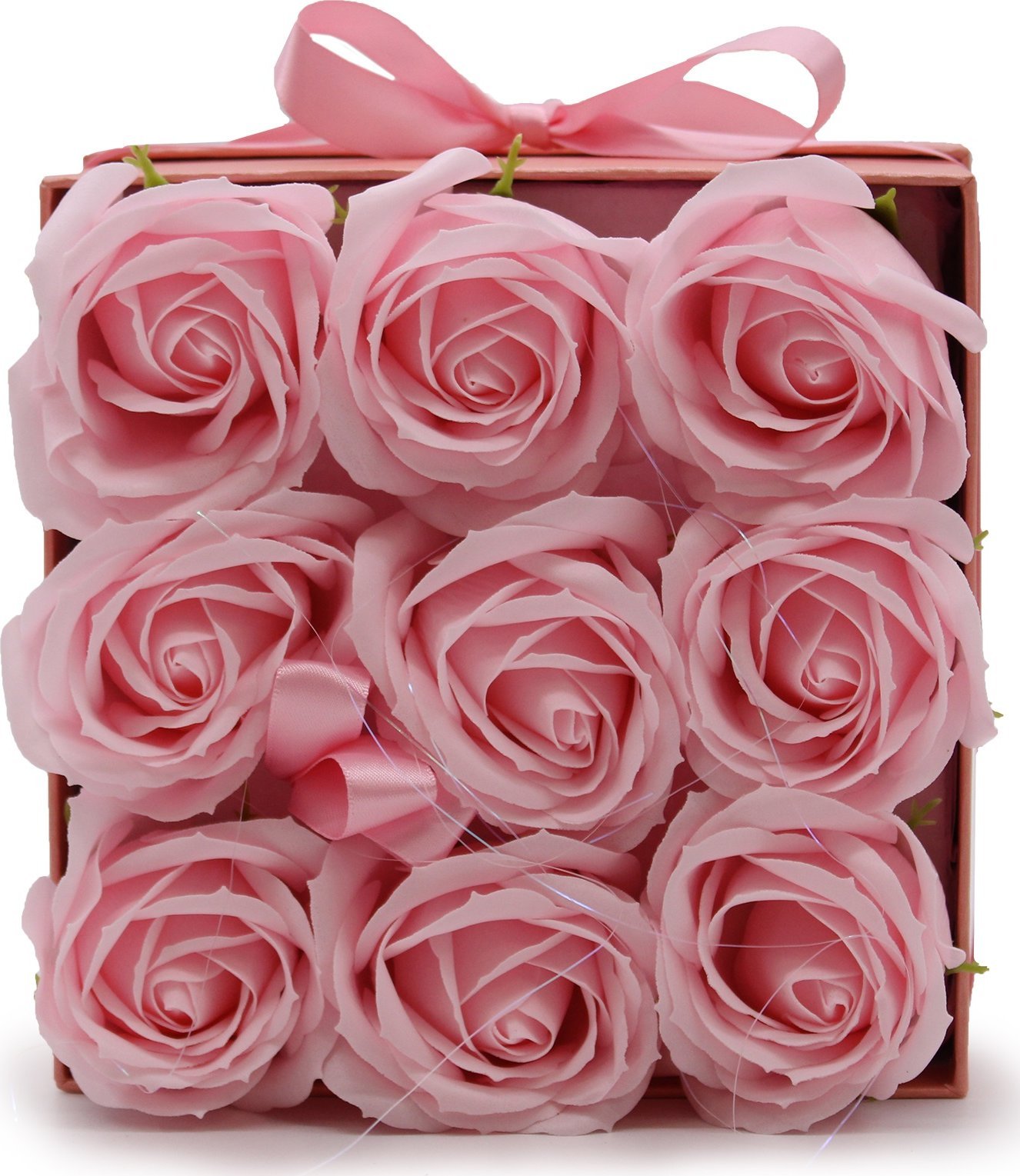 Bispol Mydlany Flower Box - 9 Różowych Róż w Kwadratowym Pudełku