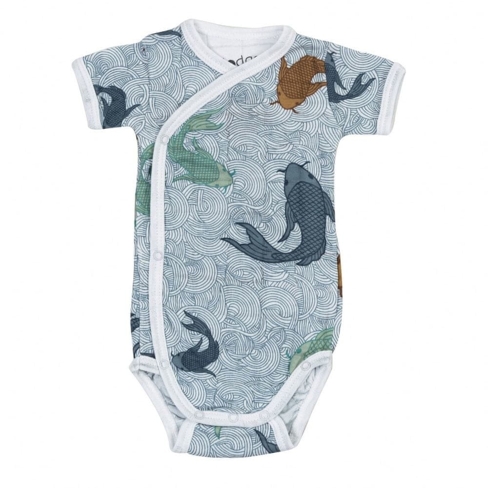 Lodger Romper Empire Fish cotton bodysuit with short sleeves Dusty turquoise 62 cm RF 081_62