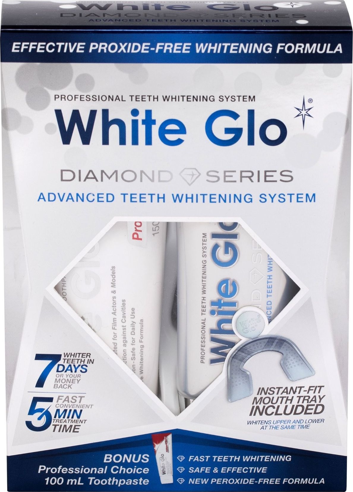 White Glo System wybielająca pasta do zębów 100ml + wybielający żel do zębów 50ml + nakładka na zęby