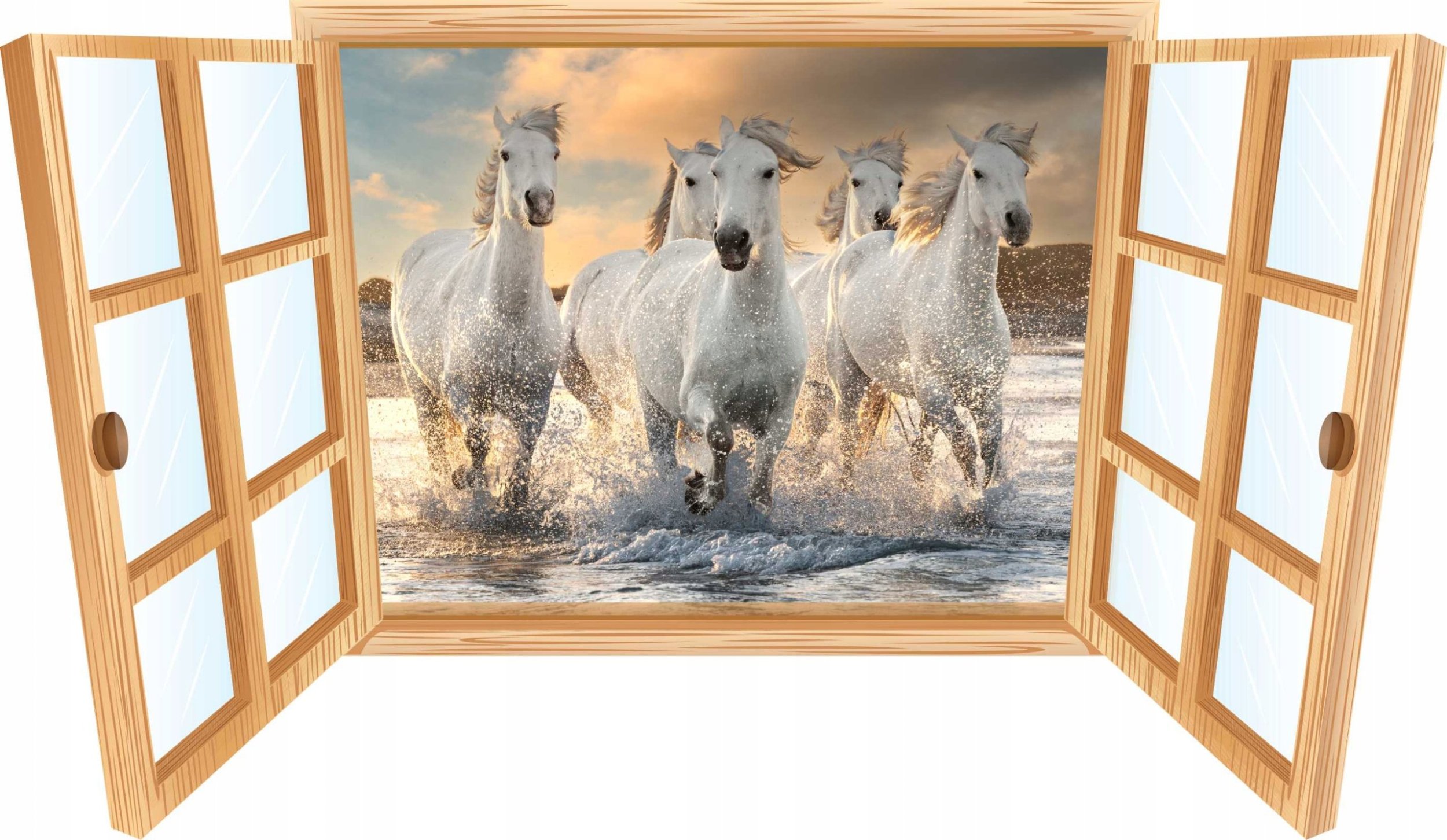 naSciane Naklejka ścienna okno KOŃ Konie XXL imitcja okna