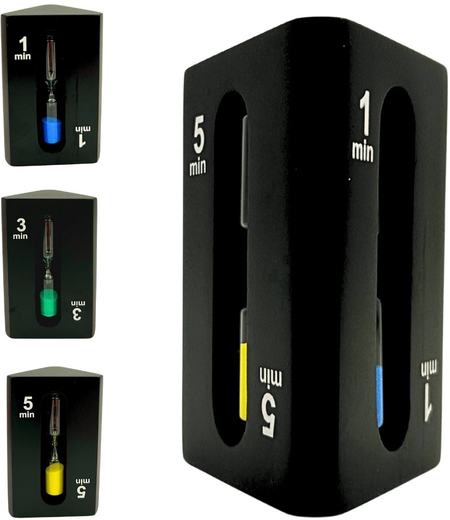 Klepsydra 1-3-5 minut trójstronna czarna - STW6