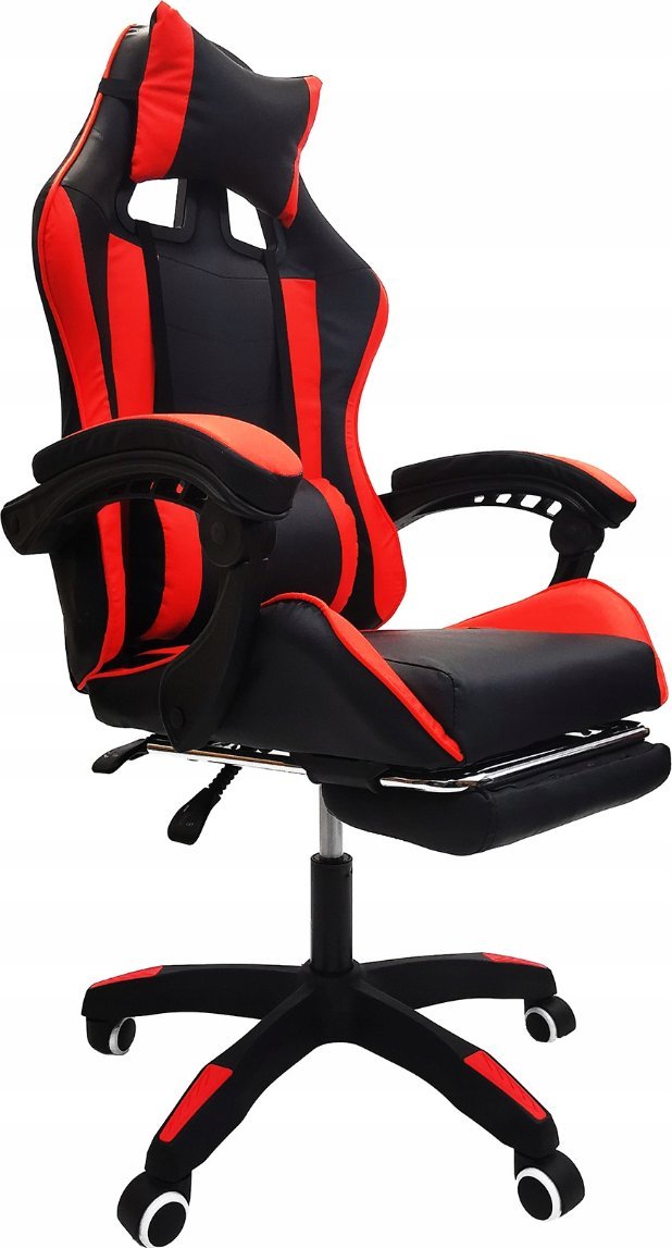 Krzesło biurowe kontrast Fotel gamingowy obrotowy regulacja biurowy KG104 czerwony + czarny