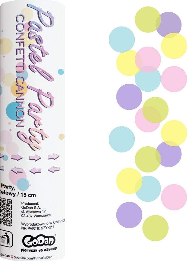 GoDan Konfetti - tuba strzelająca kółka pastelowe - 15cm
