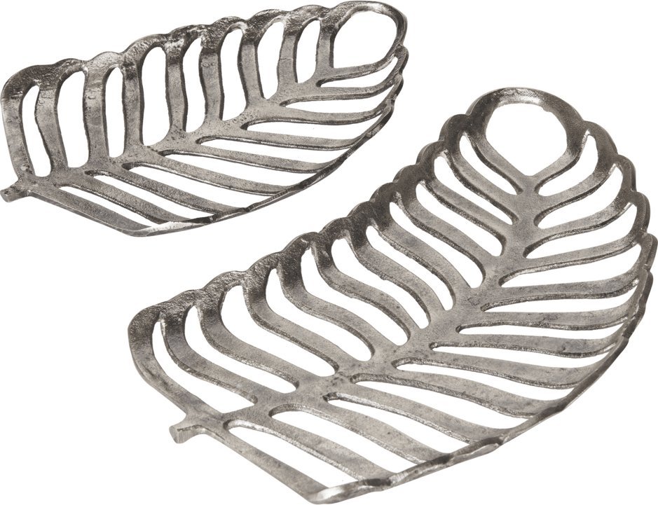 Beliani Zestaw 2 pater dekoracyjnych liść monstery srebrny AMNISOS