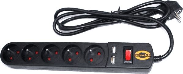 Listwa zasilająca Orvaldi ORV-5 przeciwprzepięciowa 5 gniazd 3 m czarna (AP5-3MU)