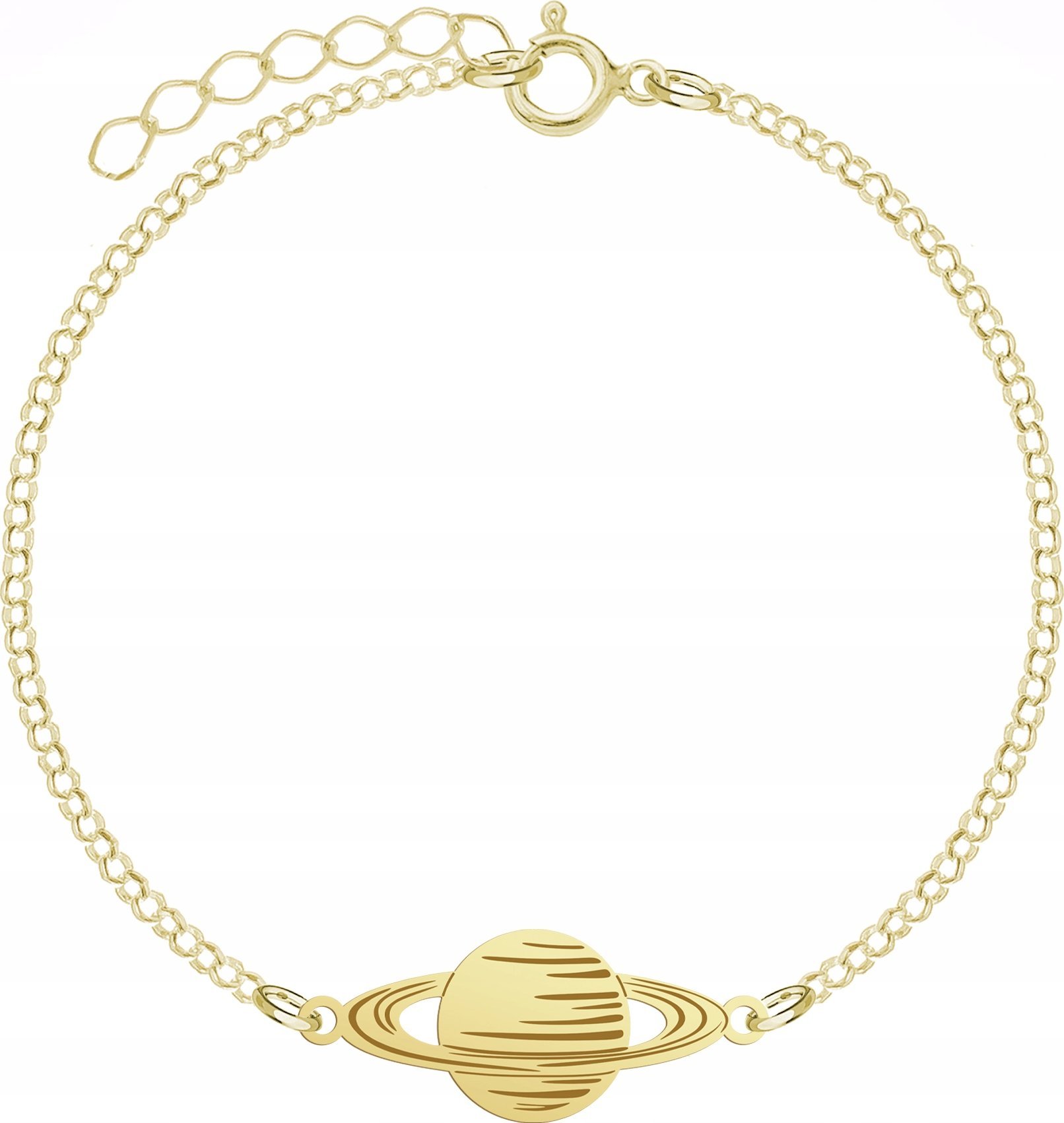 Radziszewska Jewellery Bransoletka Pozłacana z Planetą Łańcuszek Prezent 925 GRAWER GRATIS