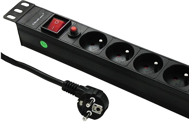 Qoltec Listwa zasilająca 19", 16A, 1U, PDU, 8xSCHUKO, 2m (53996)