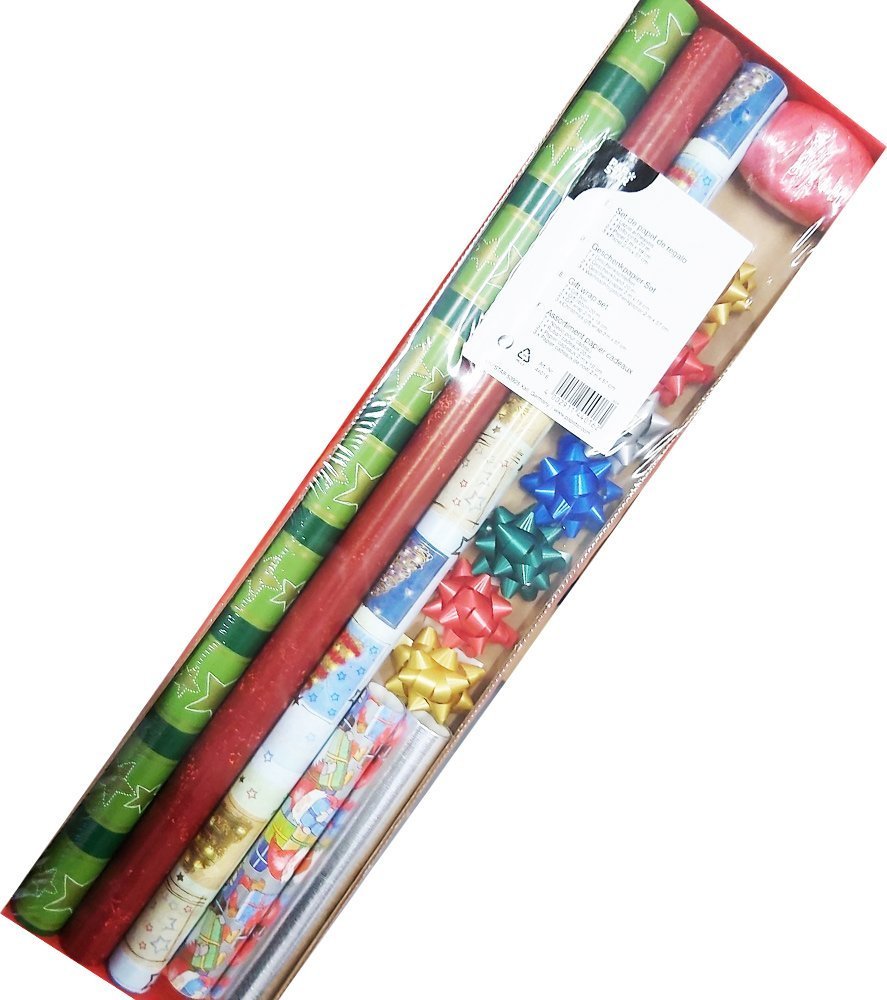 Zestaw Papier świąteczny do 57cmx2mx3szt i akcesoria