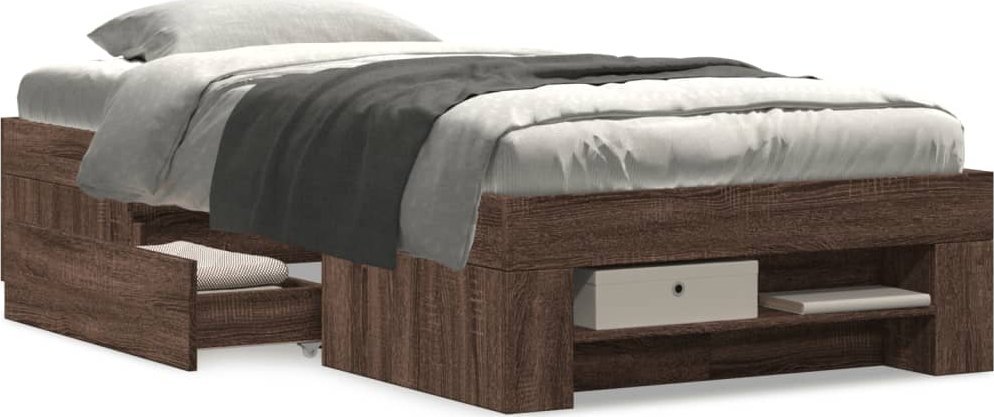 vidaXL vidaXL Łóżko bez materaca, brązowy dąb, 90x200 cm