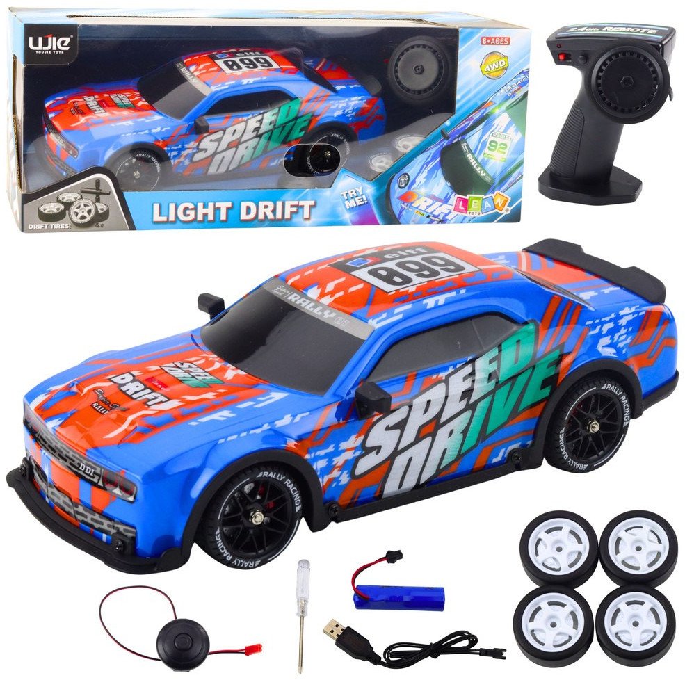 Auto Sportowe Zdalnie Sterowane RC Podświetlana Karoseria Drift Niebieskie