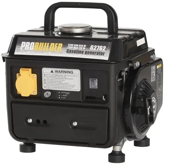 Gasoline generator PROBUILDER 62762, max. power 720 W, nominal power 650 W, fuel capacity 4.2 l,