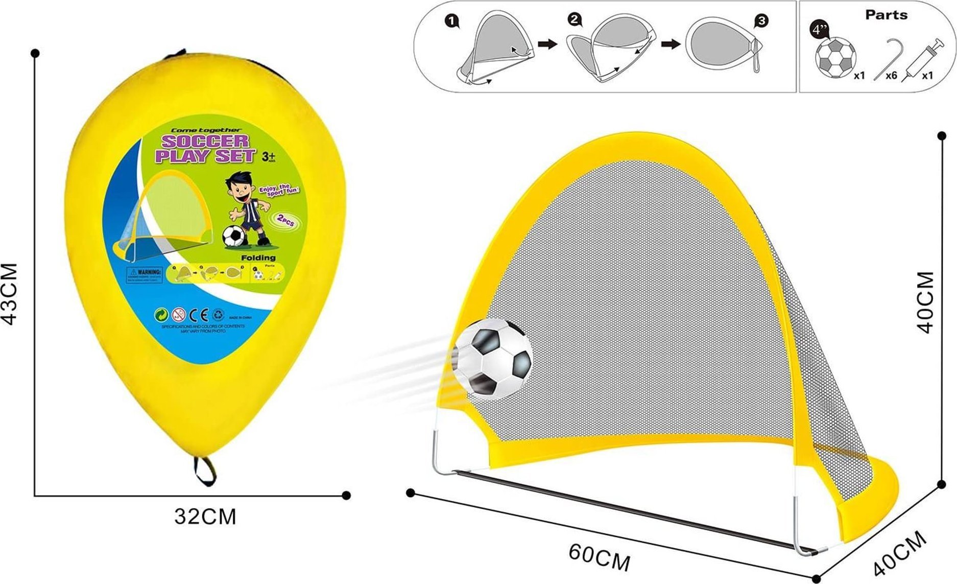 Trifox Zestaw bramka samorozkładalna z piłką