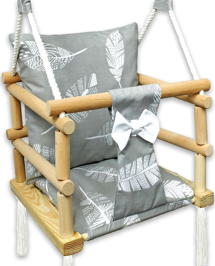 Huśtawka Elior Szara huśtawka kubełkowa 3w1 w piórka - Zolia