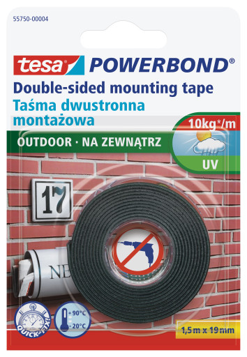 Tesa Taśma dwustronna montażowa Powerbond na zewnątrz 1,5m 19mm (H5575004)