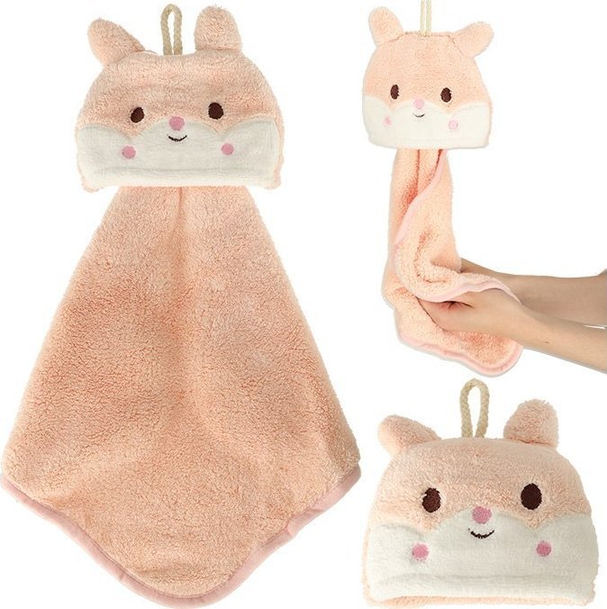 KIK Ręcznik ręczniczek do rąk dla dzieci do przedszkola 42x25cm różowy królik