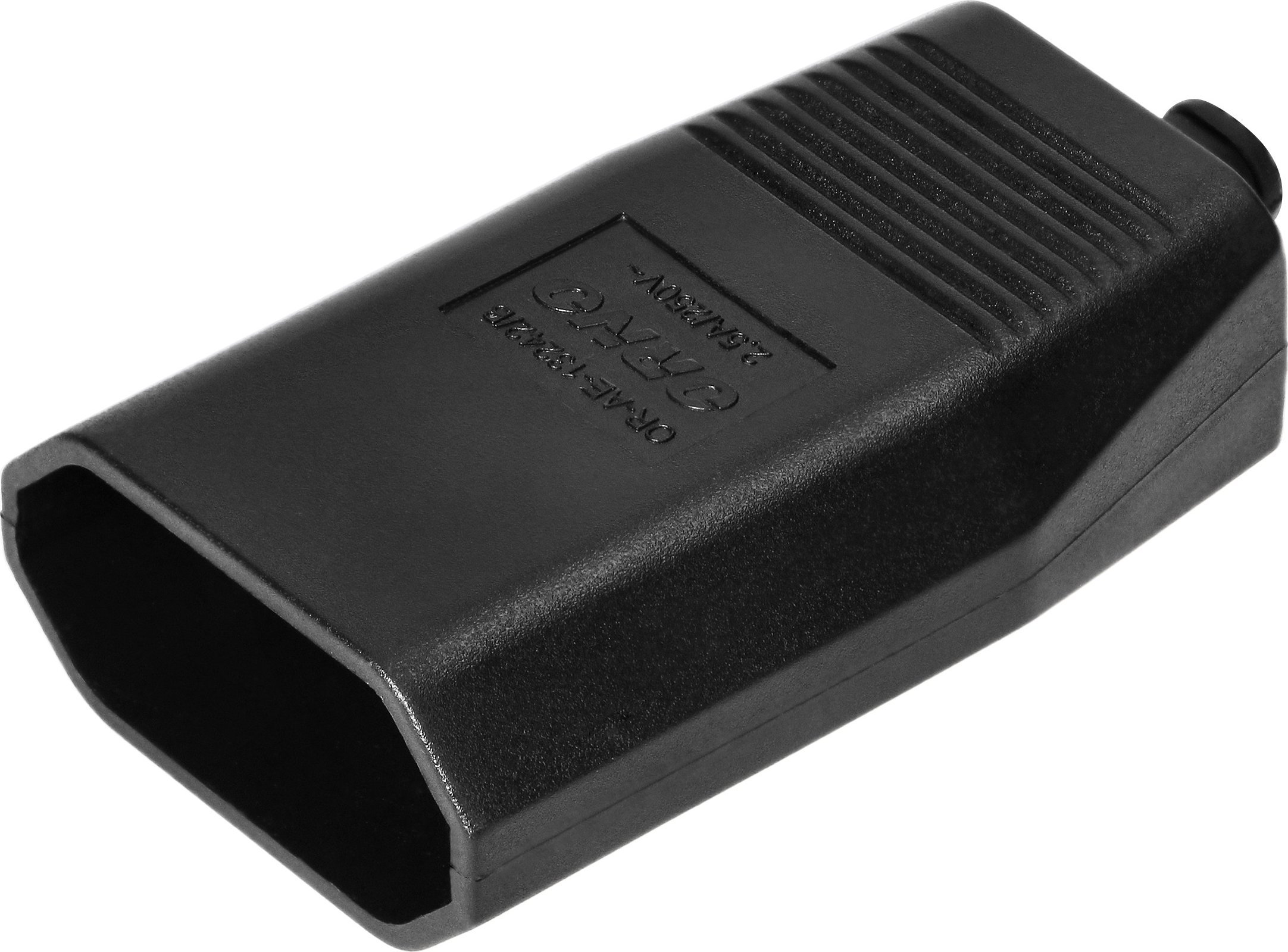 Orno Gniazdo płaskie bez uziemienia, 2,5A, 250V, czarny poliwęglan, 1 sztuka