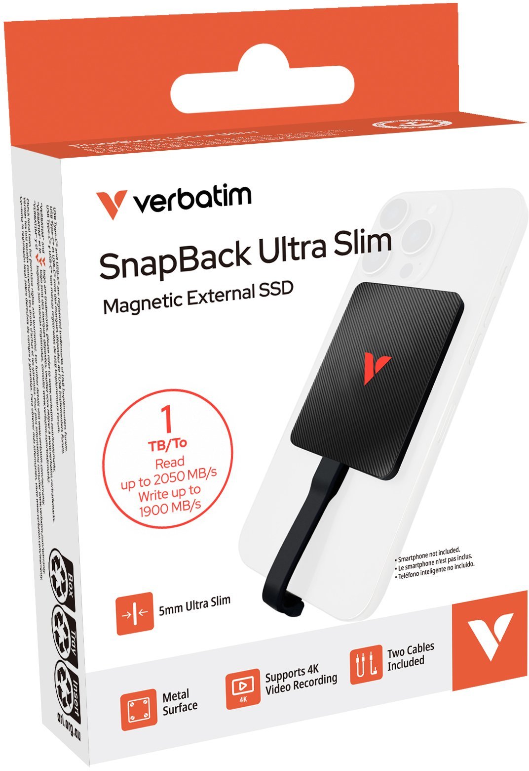 Dysk zewnętrzny SSD Verbatim SSD 1TB SnapBack Ultra Slim SSD 1TB black