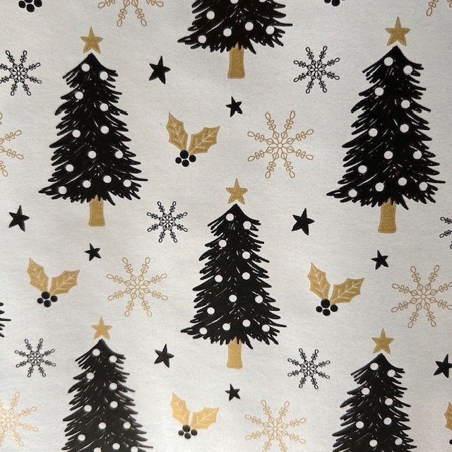 Papier świąteczny do pakowania biały choinki 70cmx2m 275m70