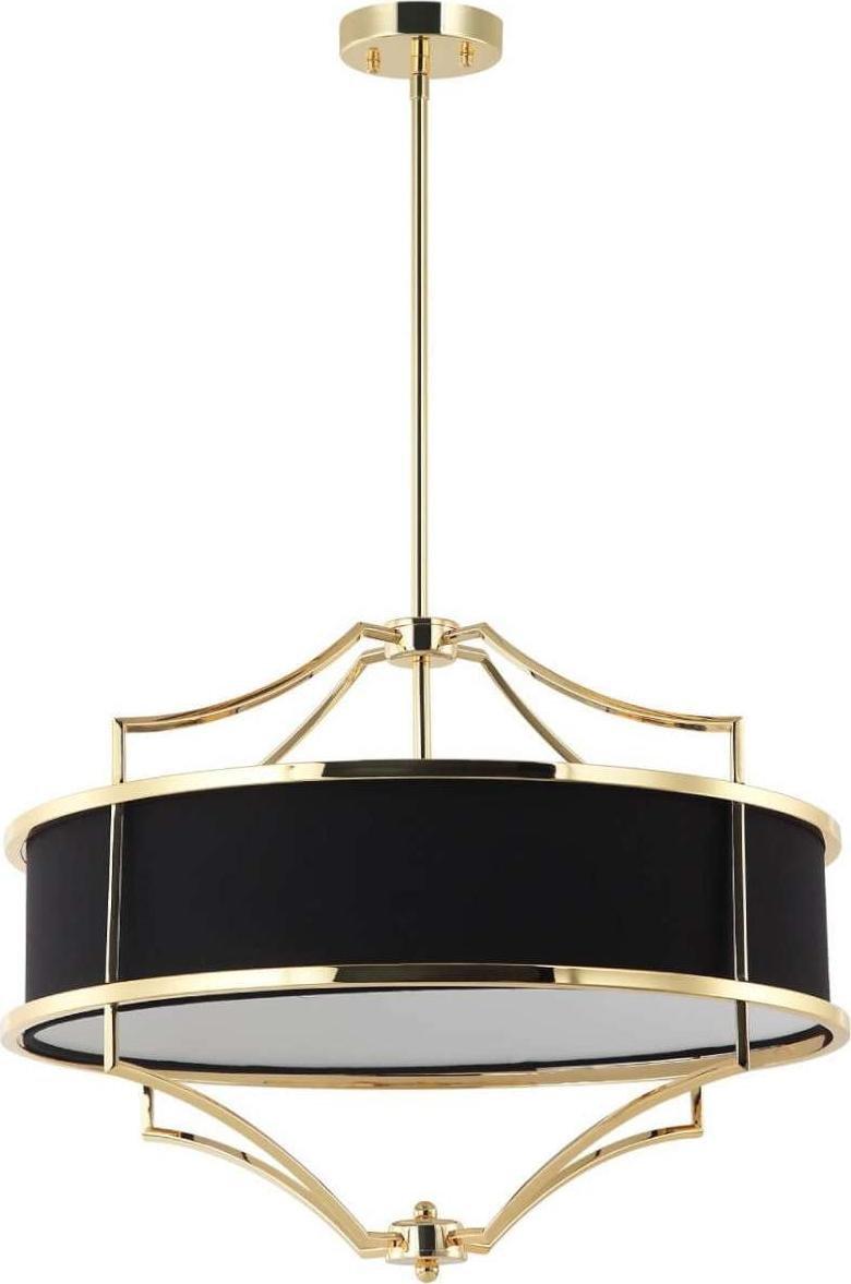 Lampa wisząca Orlicki Design LAMPA okrągła Stesso Gold Nero M Orlicki Design wisząca OPRAWA w stylu klasycznym abażurowa czarna złota