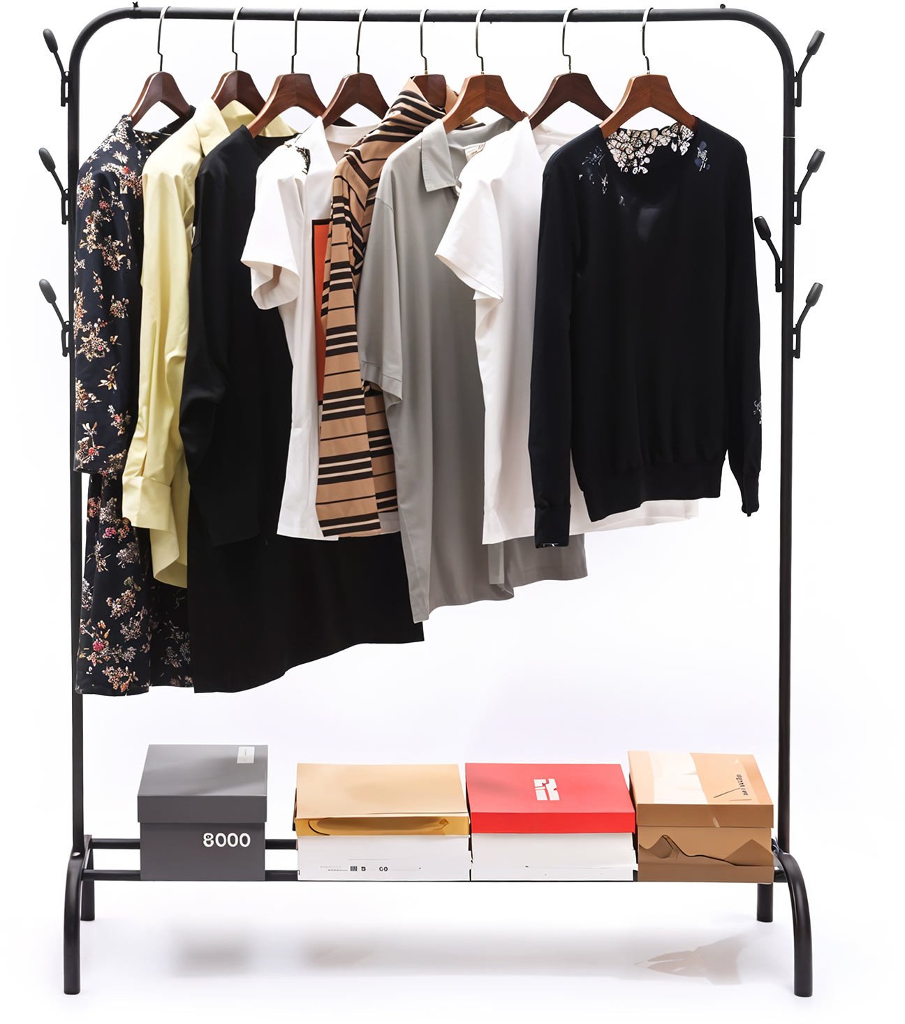 Wieszak na ubrania, metalowy, pojedynczy, ROCKY I, czarny